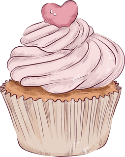 Cupcake Hand Drawn Valentine's Day, 14th February Illustration