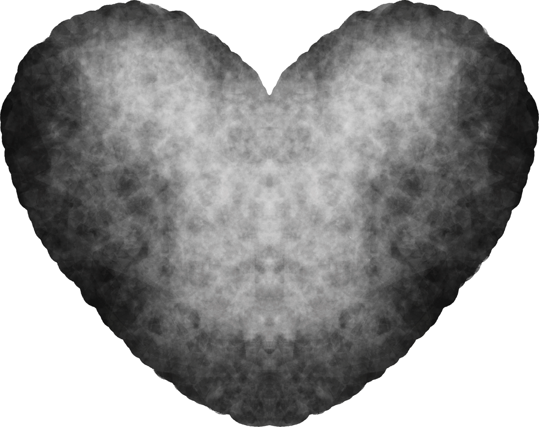 Black heart watercolor elemen
