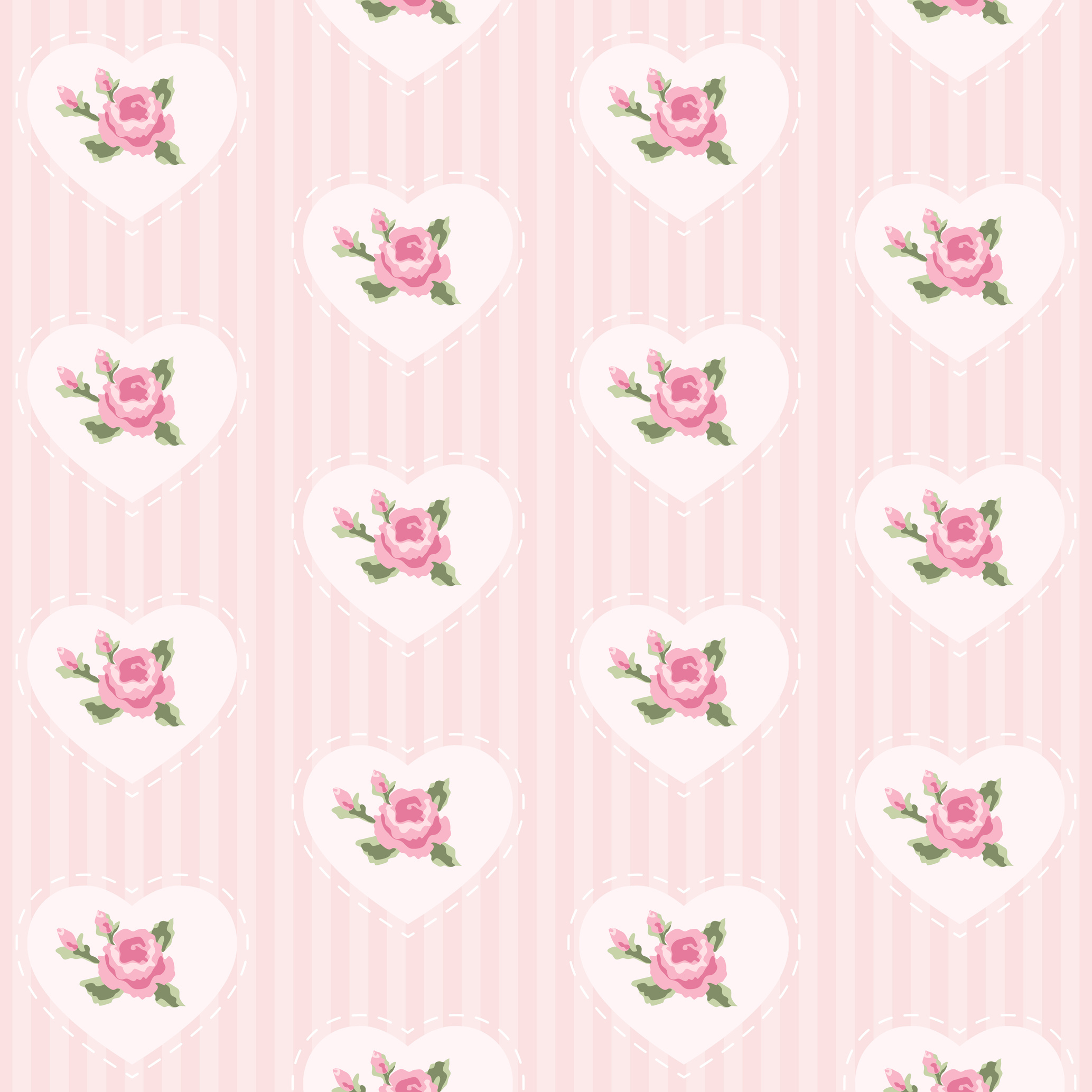 Hearts with Roses Seamless Pattern