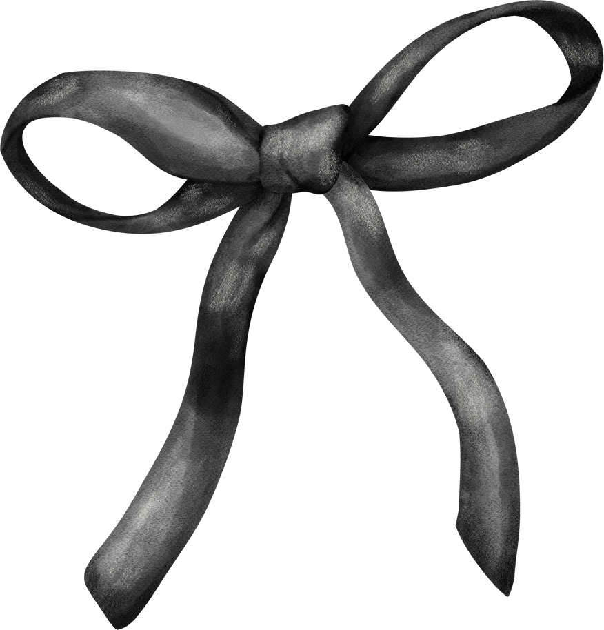 Black Coquette ribbon bow watercolor