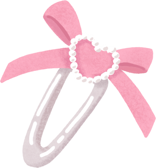 doodle hand drawn pink bow ribbon hair pin